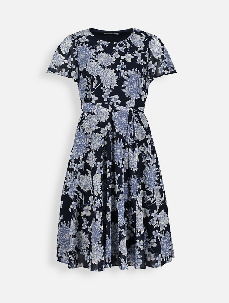 Shop Woolworths Navy Belted Flutter Sleeve Dress for Women from